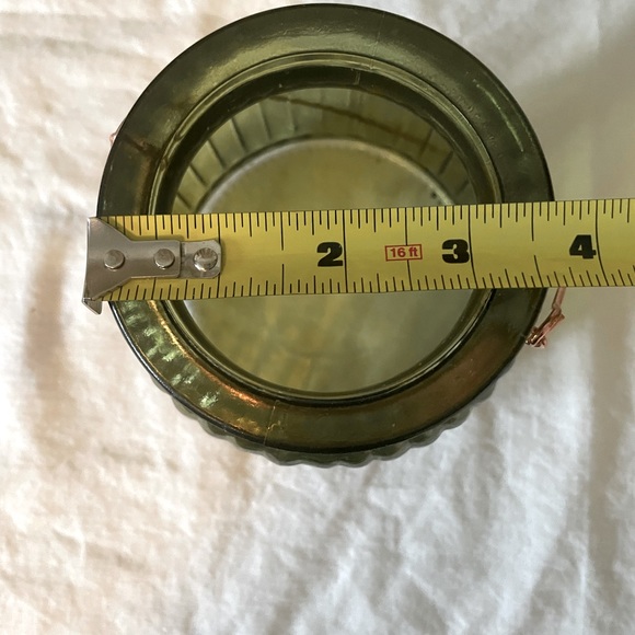 Set of Two Vintage Green Translucent Candle Holder/Dish - Picture 4 of 6